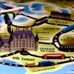 Travel route to Château de Tanay in the French countryside near Lyon